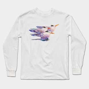 Sea Gulls Shore Birds Watercolor Long Sleeve T-Shirt